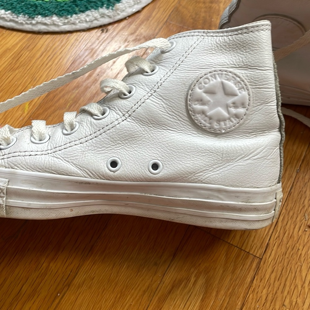 white leather converse